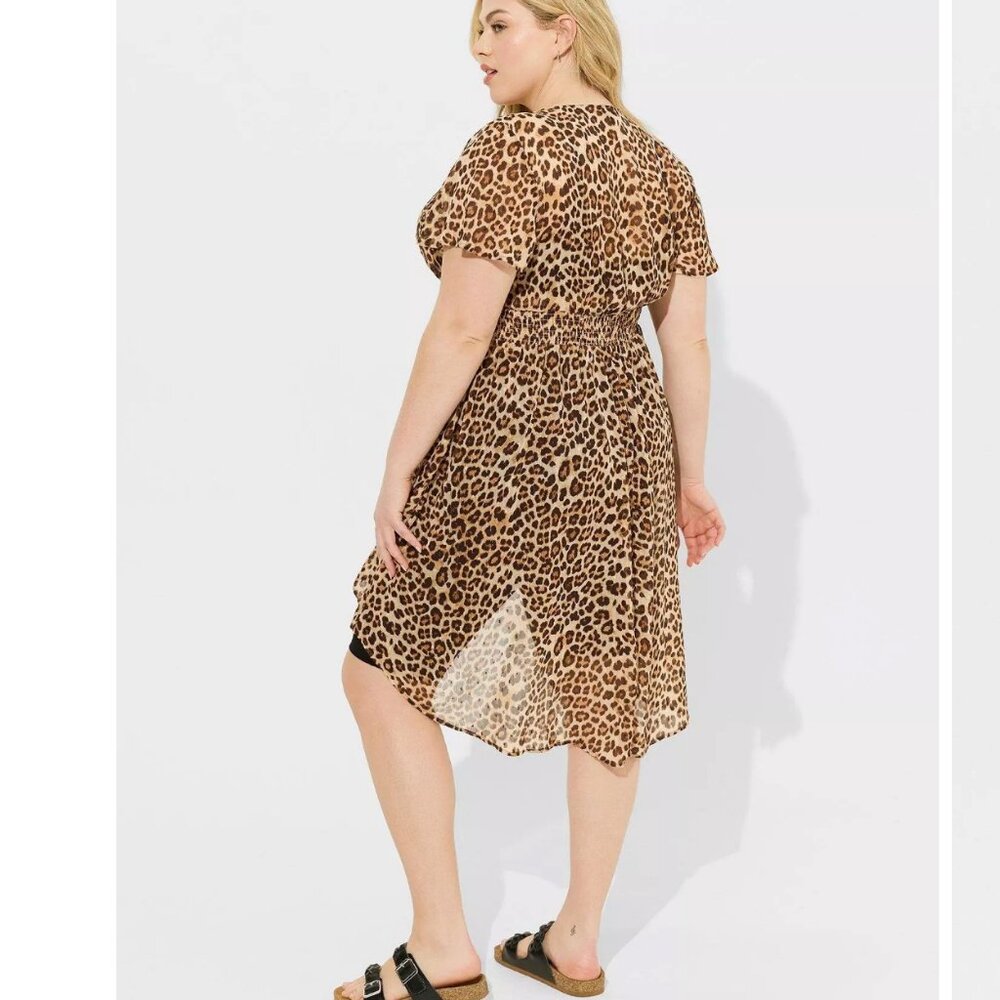 Torrid Chiffon Smocked Waist Extreme High Low Top - Picture 4 of 14